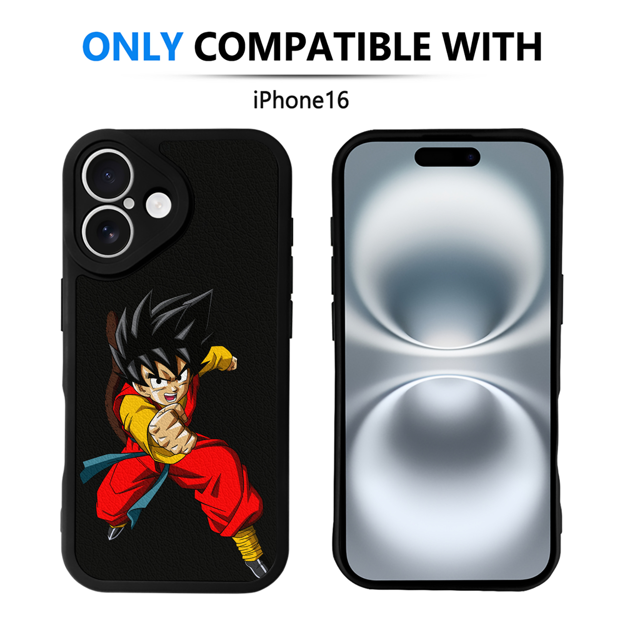 （画像用） ドラゴンボール 孫悟空（そん ごくう）Son Goku カカロット DRAGON BALL Kakarotto 【iPhone 16シリーズ対応】シリコンスマホケース（レザー調） 材質：シリコン